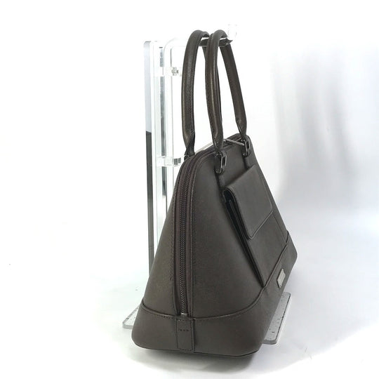 BURBERRY Handbag leather Brown logo check Women Used Authentic