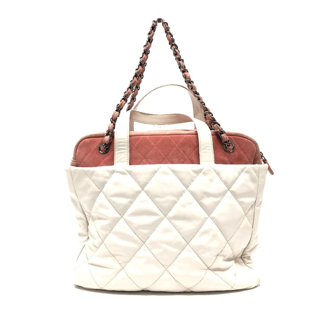 CHANEL Shoulder Bag Leather / suede white CC COCO Mark Portobello Matelasse Women Used Authentic