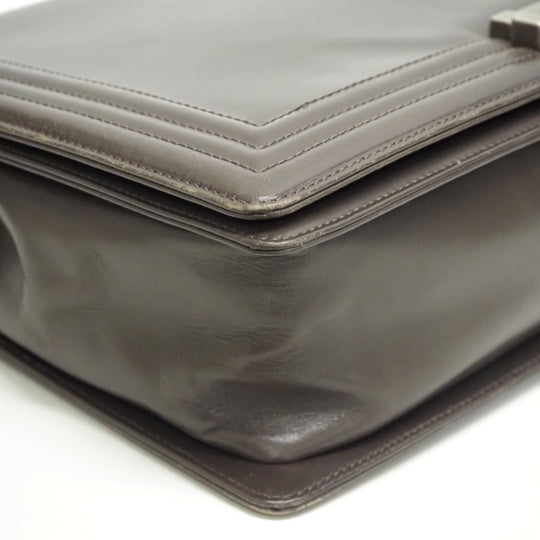 CHANEL Shoulder Bag leather gray ChainShoulder COCO Mark Boy chanel Women Used Authentic