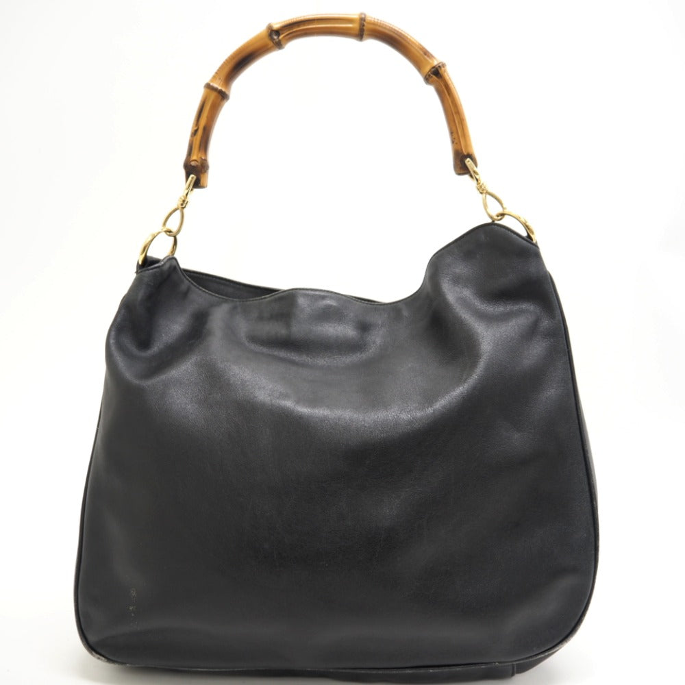 GUCCI Shoulder Bag 001 2852 1577 0 Leather, Bamboo black One Shoulder Bag Bamboo Women Used Authentic