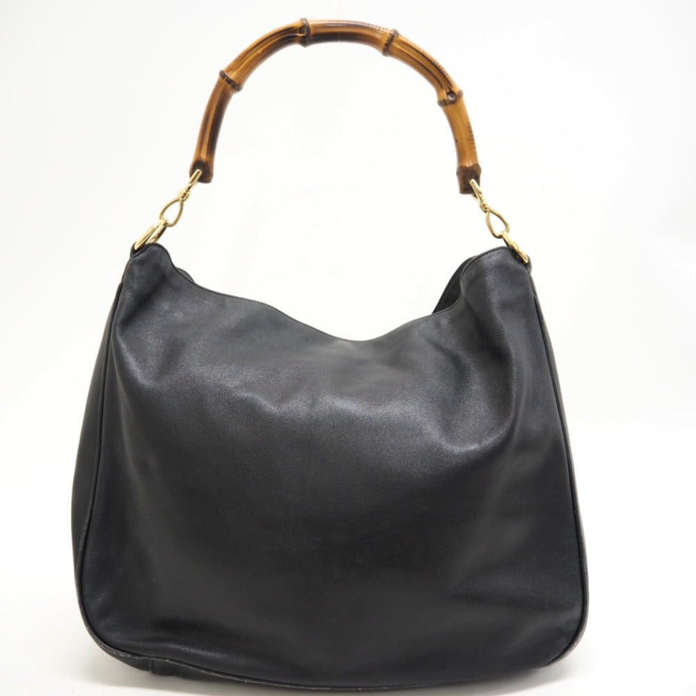 GUCCI Shoulder Bag 001 2852 1577 0 Leather, Bamboo black One Shoulder Bag Bamboo Women Used Authentic