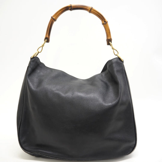 GUCCI Shoulder Bag 001 2852 1577 0 Leather, Bamboo black One Shoulder Bag Bamboo Women Used Authentic