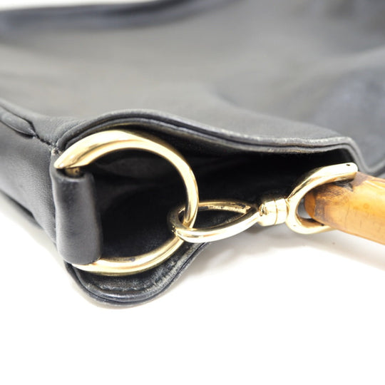 GUCCI Shoulder Bag 001 2852 1577 0 Leather, Bamboo black One Shoulder Bag Bamboo Women Used Authentic
