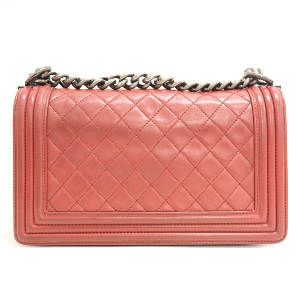 CHANEL Shoulder Bag lambskin pink ChainShoulder Bag Boy chanel Women Used Authentic