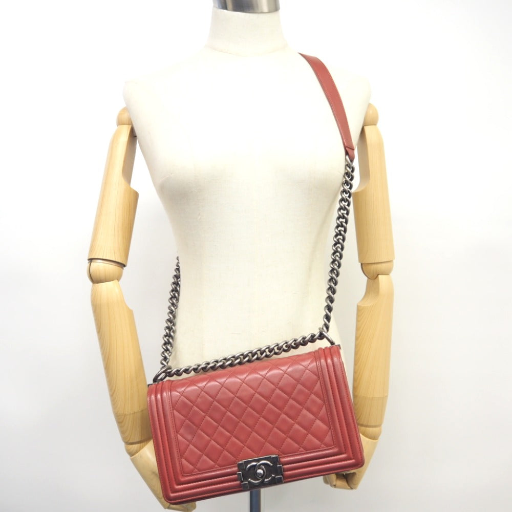 CHANEL Shoulder Bag lambskin pink ChainShoulder Bag Boy chanel Women Used Authentic