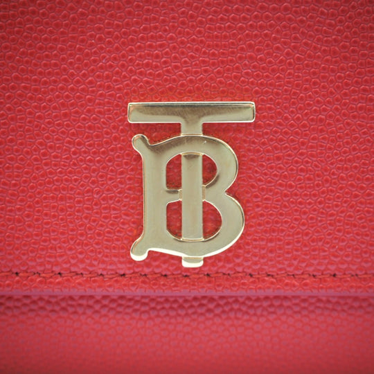 BURBERRY Long Wallet Purse leather Red Folded wallet TB Women Used Authentic