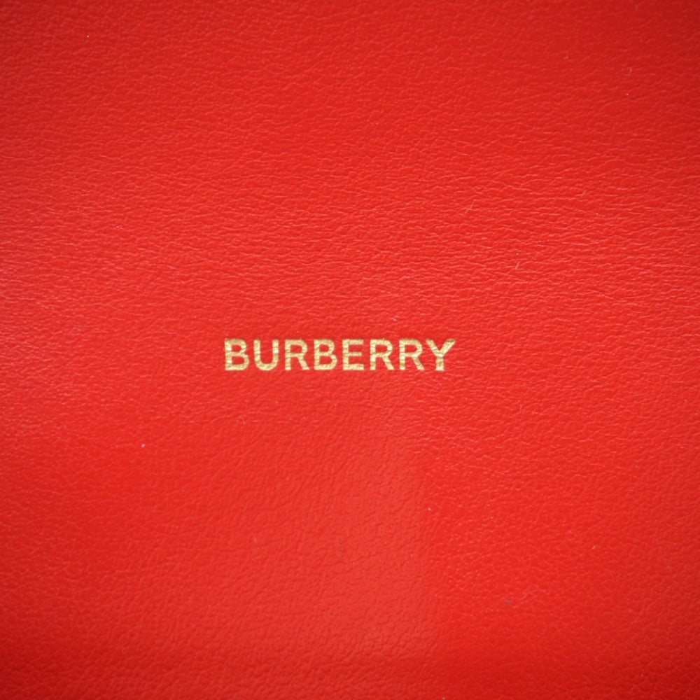 BURBERRY Long Wallet Purse leather Red Folded wallet TB Women Used Authentic