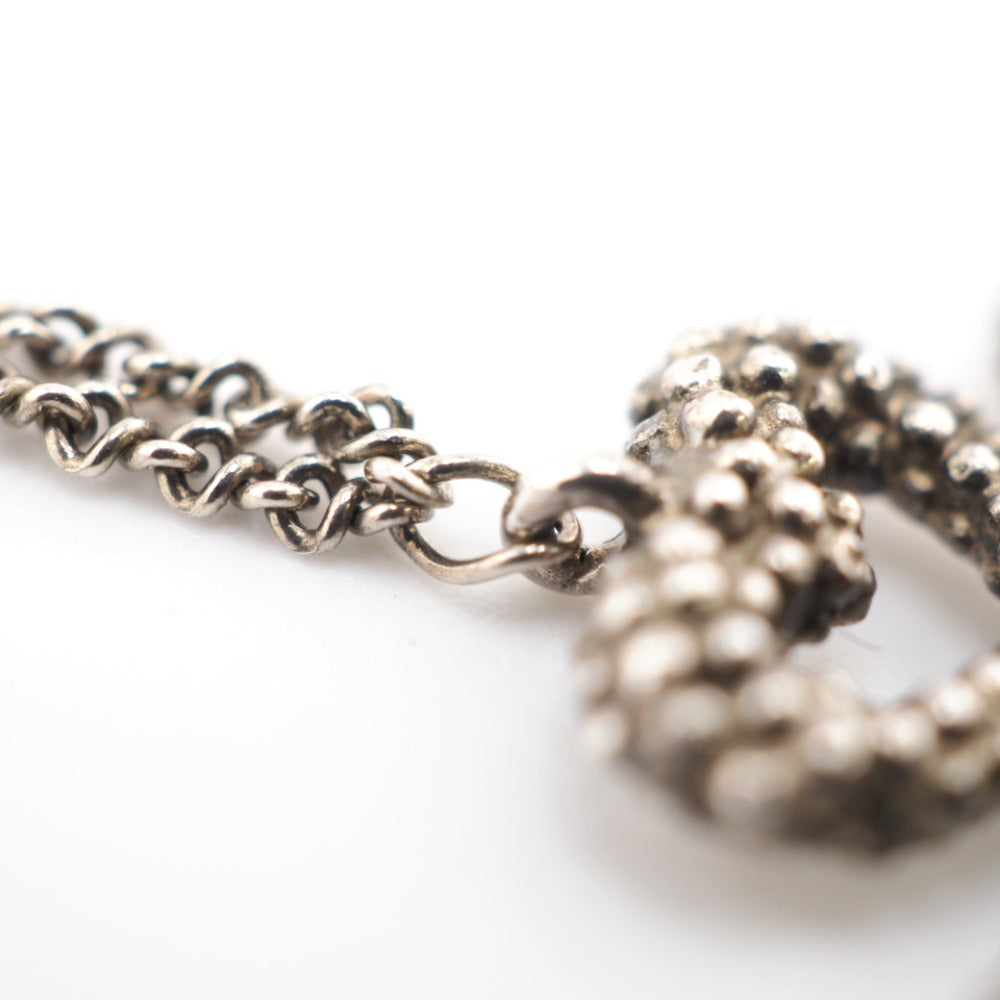 GUCCI Necklace Silver925 Silver Fake pearl Clover Women Used Authentic