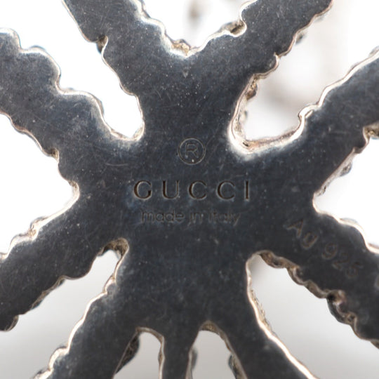 GUCCI Necklace Silver925 Silver Fake pearl Clover Women Used Authentic