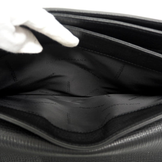 DOLCE&GABBANA Business bag leather black document case messenger bag briefcase A4 mens Used Authentic