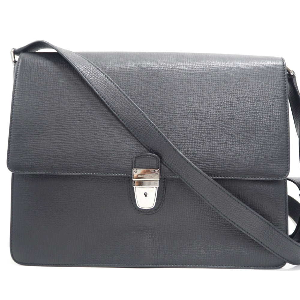 DOLCE&GABBANA Business bag leather black document case messenger bag briefcase A4 mens Used Authentic