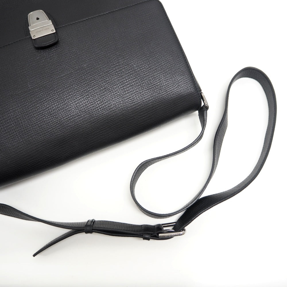 DOLCE&GABBANA Business bag leather black document case messenger bag briefcase A4 mens Used Authentic