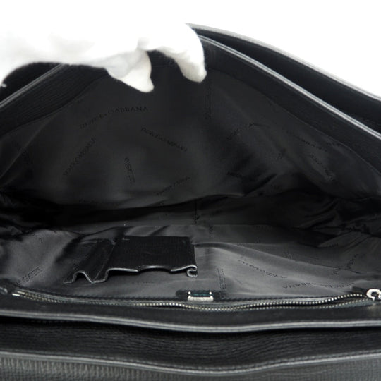 DOLCE&GABBANA Business bag leather black document case messenger bag briefcase A4 mens Used Authentic