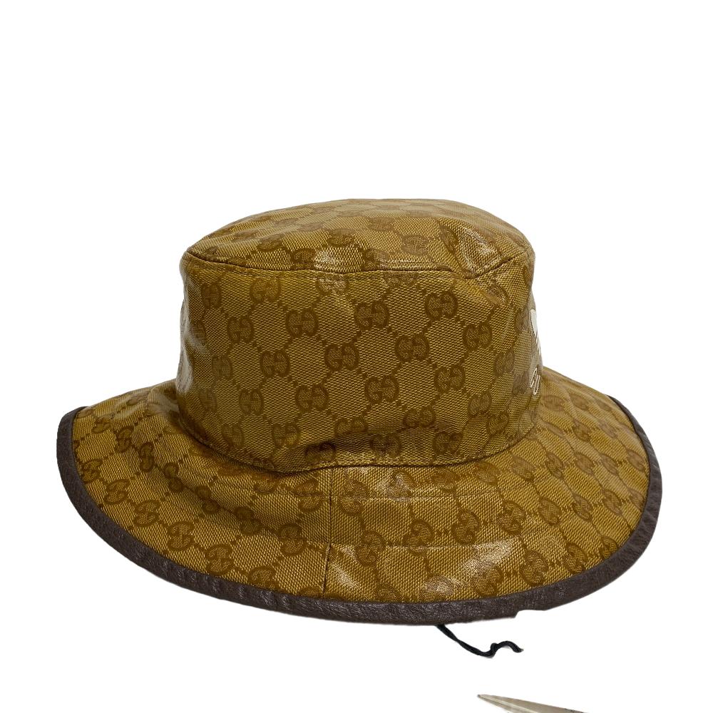 GUCCI hat 696484 Cotton, Nylon Brown Adidas Bucket Hat GG crystal S 57 mens S Used Authentic
