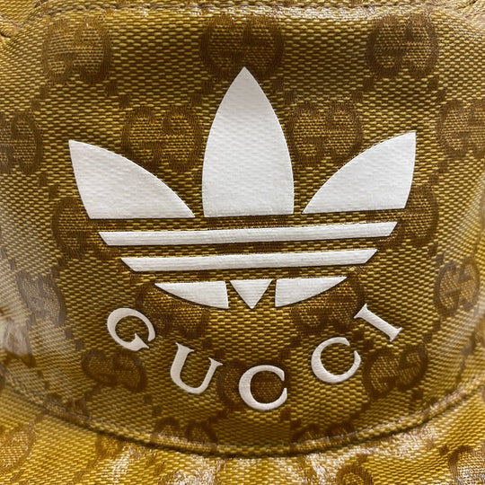 GUCCI hat 696484 Cotton, Nylon Brown Adidas Bucket Hat GG crystal S 57 mens S Used Authentic