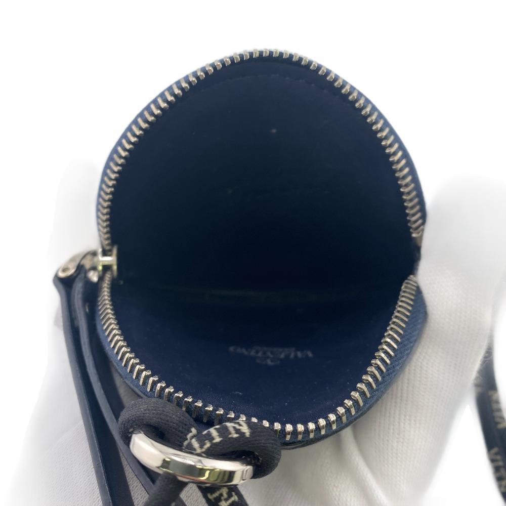 VALENTINO Coin case leather Navy ƒlƒbƒN unisex(Unisex) Used Authentic