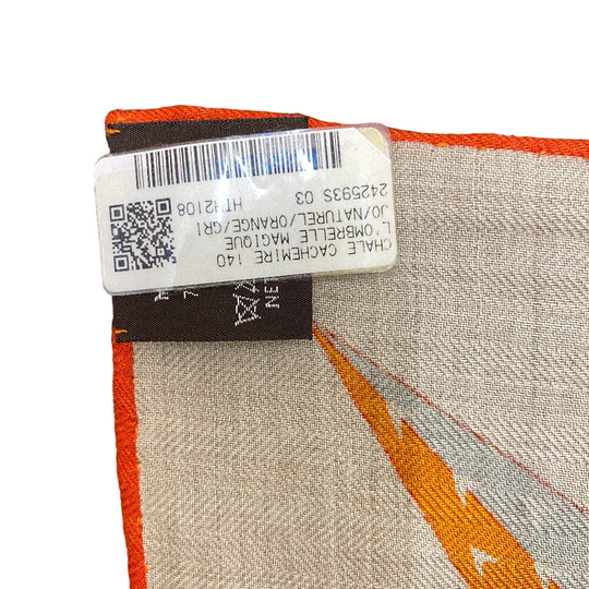 HERMES scarf Cashmere, Silk Orange L'OMBRELLE MAGIQUE Magic wand umbrella Caregean Women 140 Used Authentic