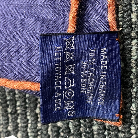 HERMES scarf Cashmere, Silk Navy Harnais en Rosace Harness rose window Caregean Women Used Authentic