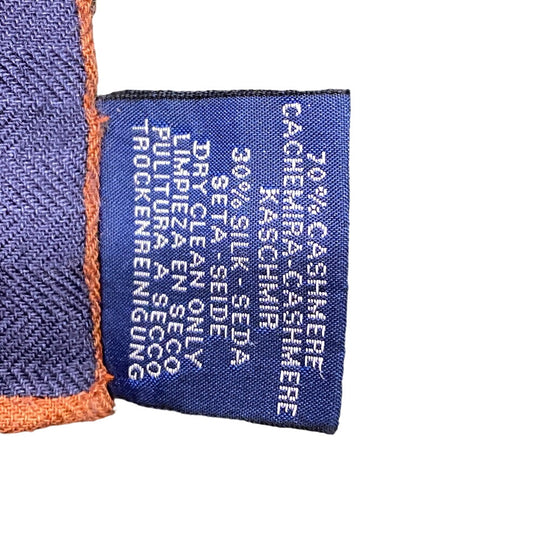 HERMES scarf Cashmere, Silk Navy Harnais en Rosace Harness rose window Caregean Women Used Authentic