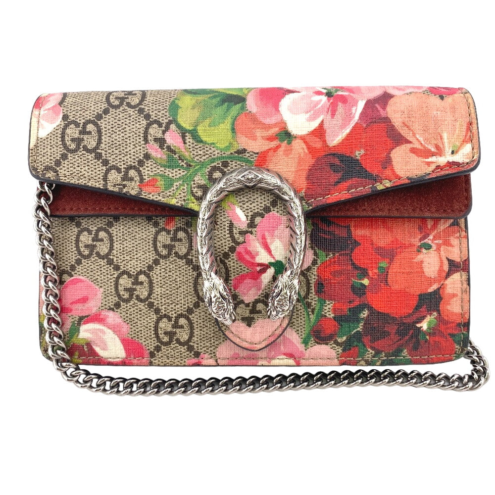 GUCCI Shoulder Bag 476432 PVC, suede Red ChainShoulder GG Blooms Women Used Authentic