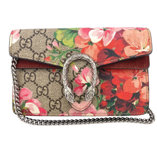 GUCCI Shoulder Bag 476432 PVC, suede Red ChainShoulder GG Blooms Women Used Authentic