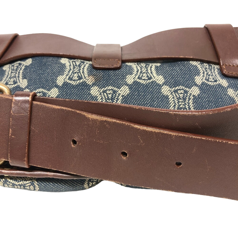 CELINE Sling bag Denim, Leather blue Waist pouch Macadam Triomphe Women Used Authentic