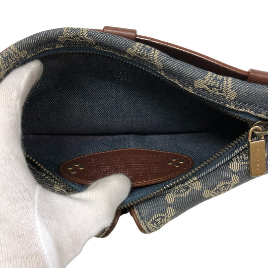 CELINE Sling bag Denim, Leather blue Waist pouch Macadam Triomphe Women Used Authentic