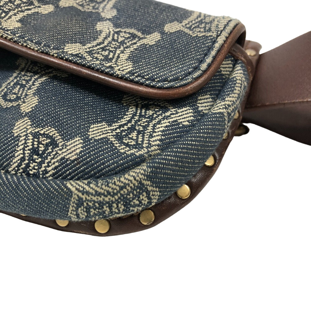 CELINE Sling bag Denim, Leather blue Waist pouch Macadam Triomphe Women Used Authentic
