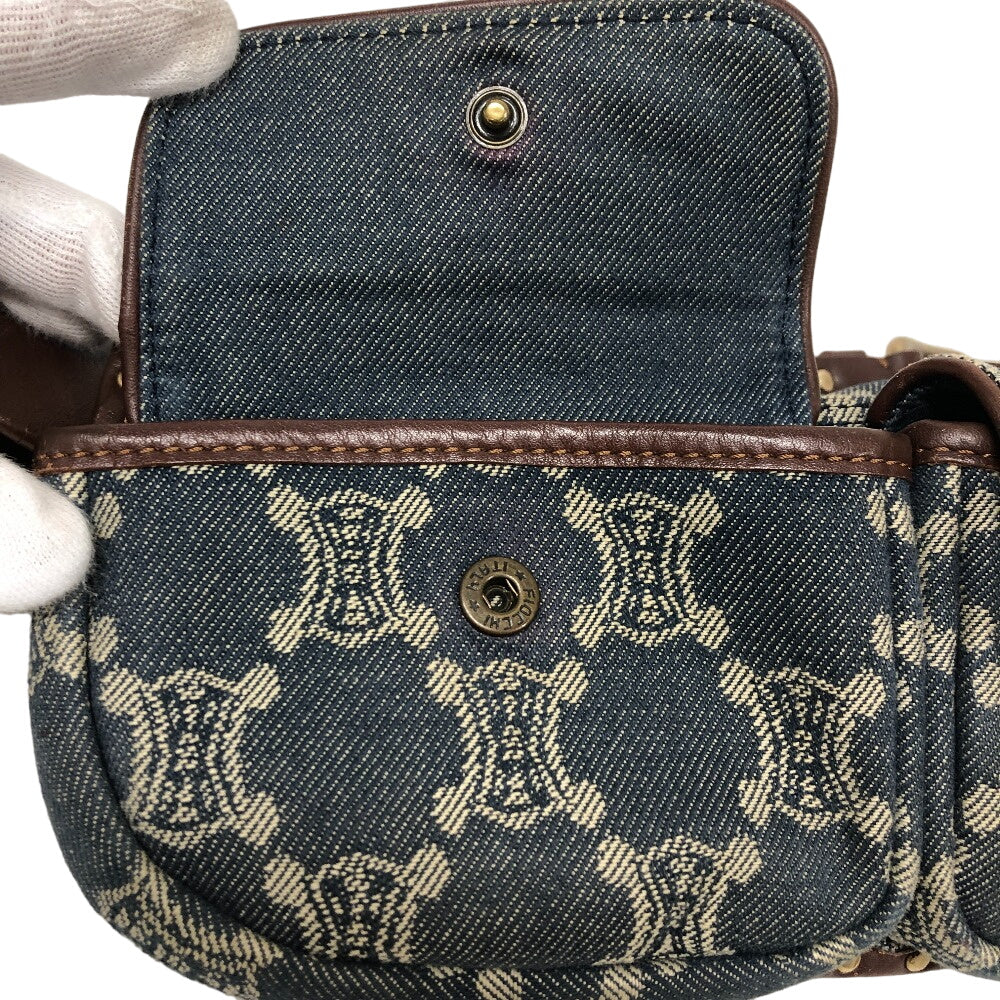 CELINE Sling bag Denim, Leather blue Waist pouch Macadam Triomphe Women Used Authentic