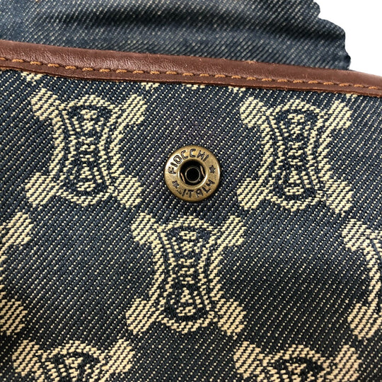 CELINE Sling bag Denim, Leather blue Waist pouch Macadam Triomphe Women Used Authentic