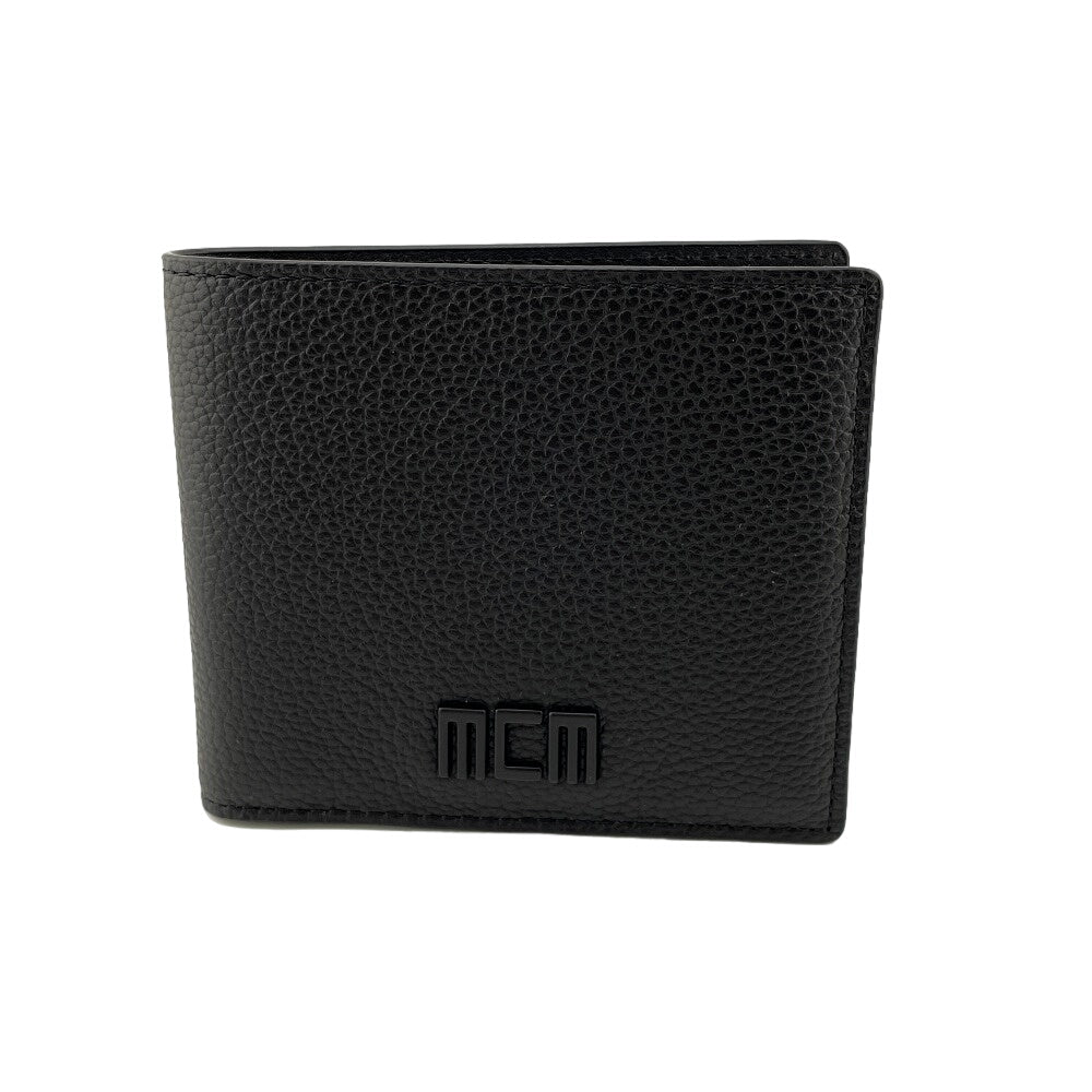 MCM Bifold Wallet MXSCATC01 leather black Bill Compartment Card Case mens Used Authentic