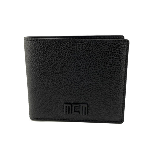 MCM Bifold Wallet MXSCATC01 leather black Bill Compartment Card Case mens Used Authentic