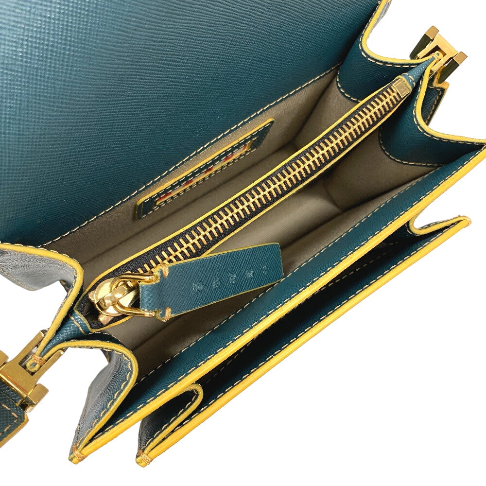 MARNI Shoulder Bag leather green trunk Women Used Authentic