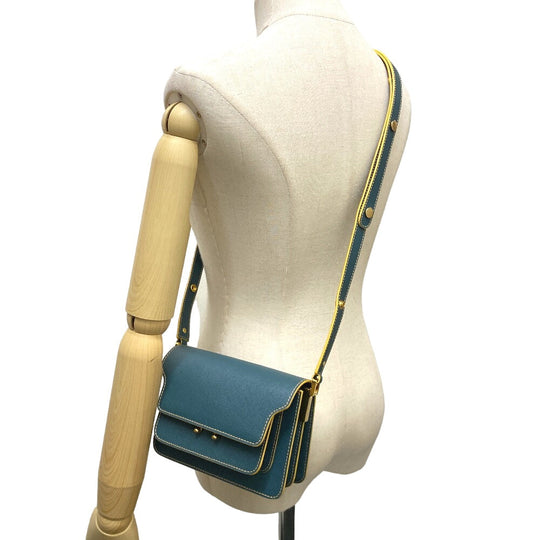 MARNI Shoulder Bag leather green trunk Women Used Authentic