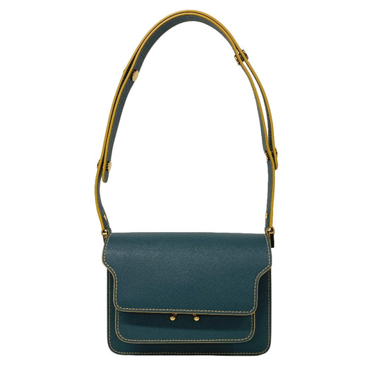 MARNI Shoulder Bag leather green trunk Women Used Authentic