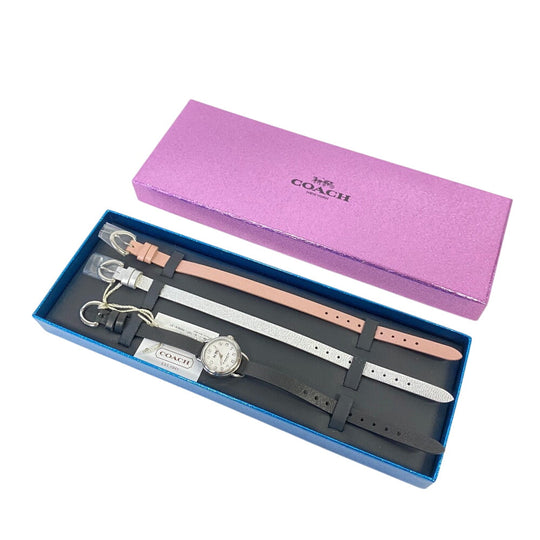 COACH Watches Stainless Steel black quartz Black Pink Silver Dolly Change DREE GIFT SET Women Used Authentic