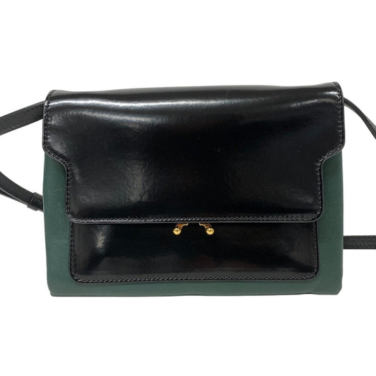 MARNI Shoulder Bag leather black Trunk bag Women Used Authentic