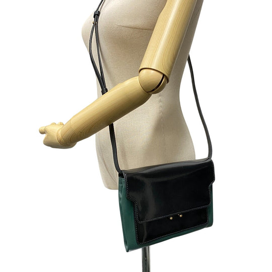 MARNI Shoulder Bag leather black Trunk bag Women Used Authentic