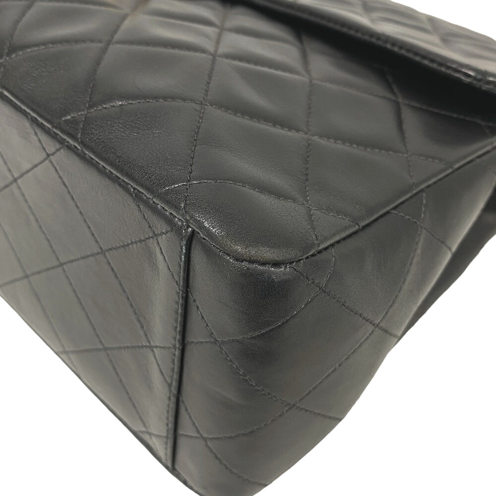 CHANEL Shoulder Bag lambskin black Single flap Double Chain COCO Mark Deca Trasse Women Used Authentic