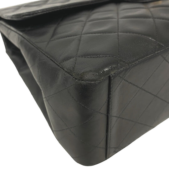 CHANEL Shoulder Bag lambskin black Single flap Double Chain COCO Mark Deca Trasse Women Used Authentic