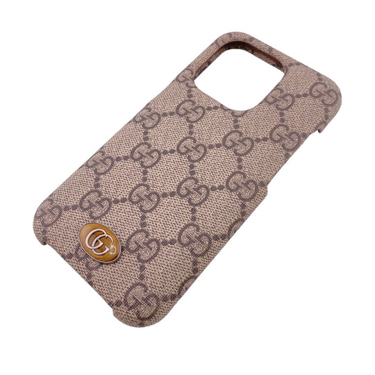 GUCCI iPhone case 753610 PVC beige iPhone14PRO GG Supreme unisex(Unisex) Used Authentic