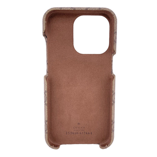 GUCCI iPhone case 753610 PVC beige iPhone14PRO GG Supreme unisex(Unisex) Used Authentic