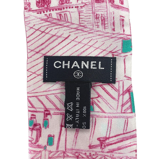 CHANEL scarf silk pink 20S COCO Mark Women Used Authentic
