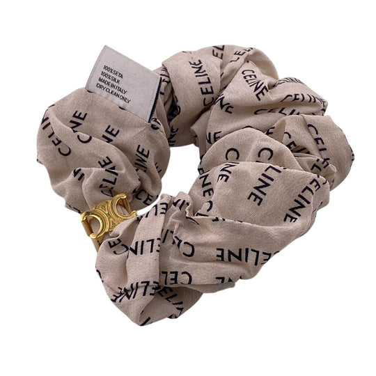 CELINE hair accessory silk beige Shush Leyure Women Used Authentic