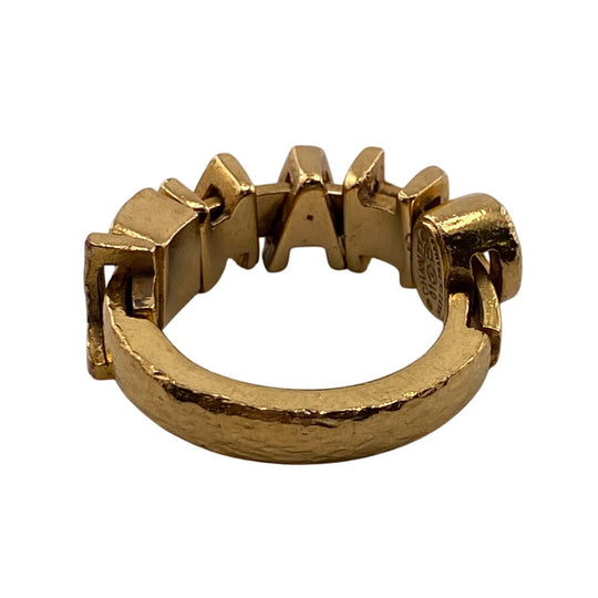 CHANEL Ring Gold Plated gold 01P logo mens(Unisex) Used Authentic