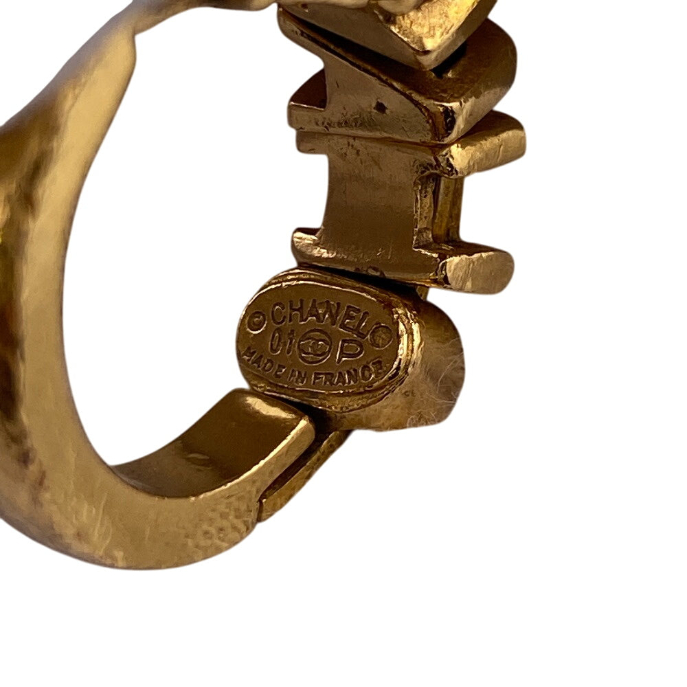 CHANEL Ring Gold Plated gold 01P logo mens(Unisex) Used Authentic