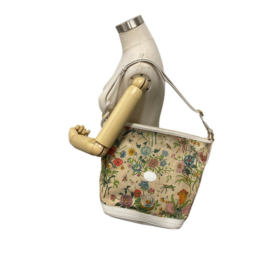 GUCCI Shoulder Bag 001�E090�E0729 Canvas, Leather white Old Gucci Flora GG Women Used Authentic