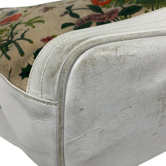 GUCCI Shoulder Bag 001�E090�E0729 Canvas, Leather white Old Gucci Flora GG Women Used Authentic