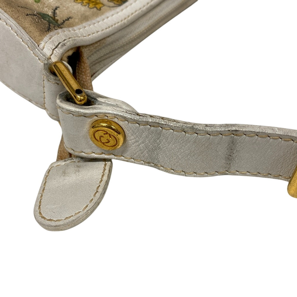 GUCCI Shoulder Bag 001�E090�E0729 Canvas, Leather white Old Gucci Flora GG Women Used Authentic