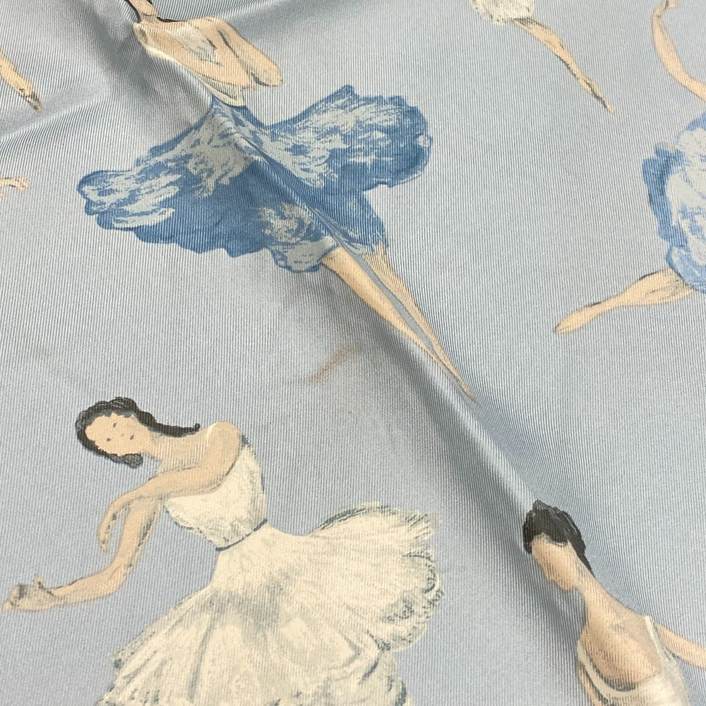 HERMES scarf silk blue Carre Ballet Dancer Women Used Authentic